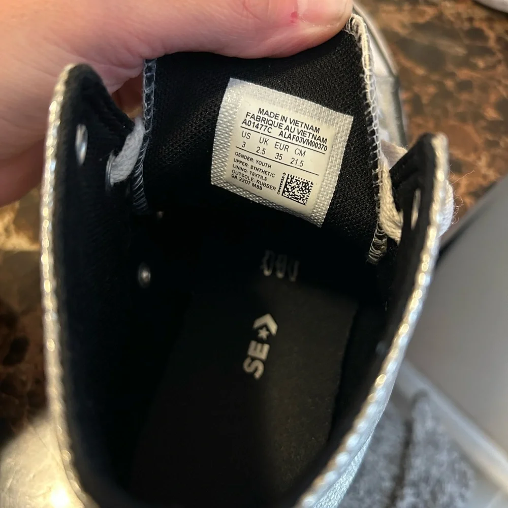 Converse Silver High-Top Sneakers - size 3